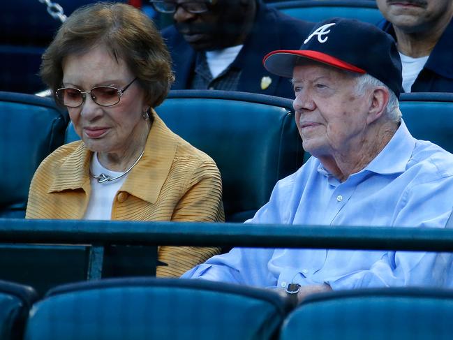 Carter and wife Rosalynn at a baseball game in 2015. Picture: Kevin C. Cox/GETTY IMAGES/AFP