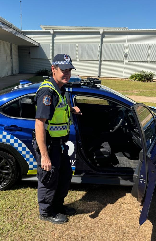 Acting senior sergeant Xavier McMahon officer in charge Darwin Traffic Operations with one of the new Subaru