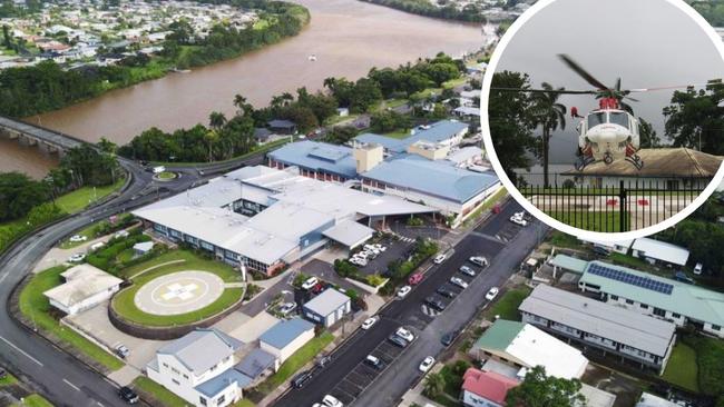An elderly woman was blown over by a rescue helicopter at Innisfail Hospital in 2022.