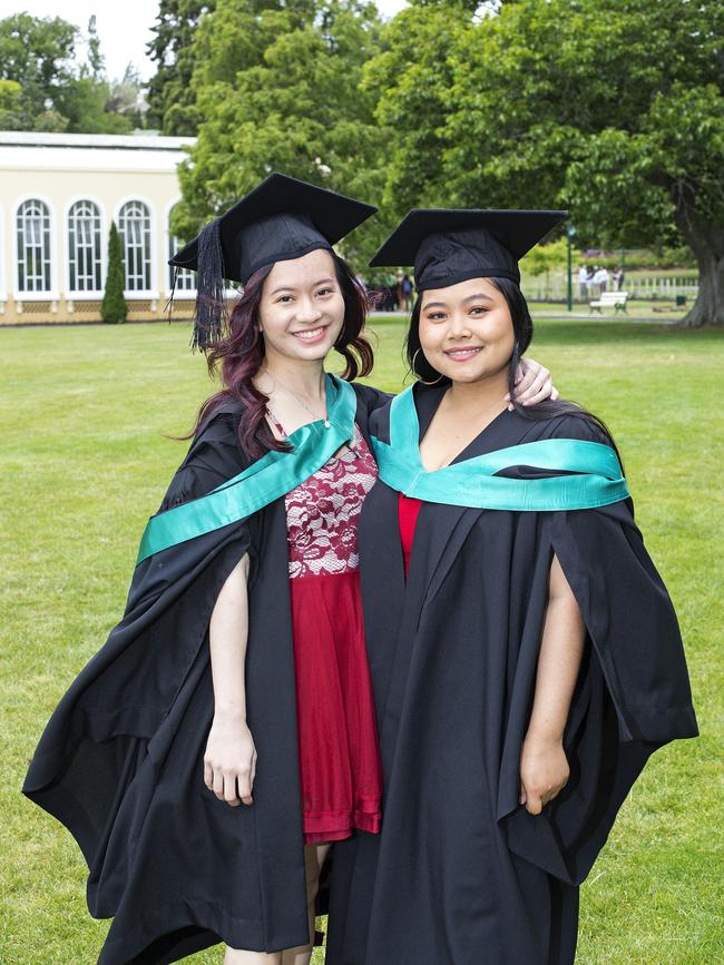 Ji Sin Fiona Leong and Amilla Bunghma at the UTAS Graduation at Launceston. PICTURE CHRIS KIDD