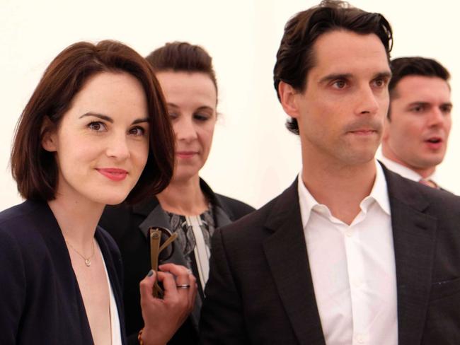 In love ... Michelle Dockery and John Dineen. Picture: Splash