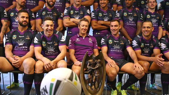 Will Chambers (bottom right) cracks a joke in the Storm team photo.