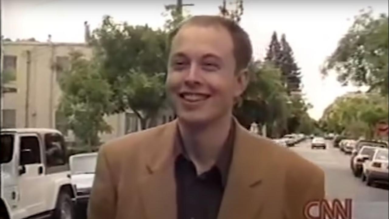 Elon co-founded PayPal in 2000 when he had a receding hairline. Picture:YouTube/CNN