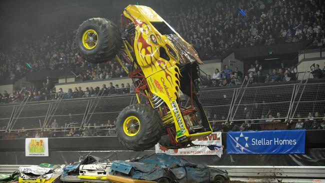 Typical Monster Truck action fans can expect to witness at Castrol Edge Lismore Speedway on January 22.