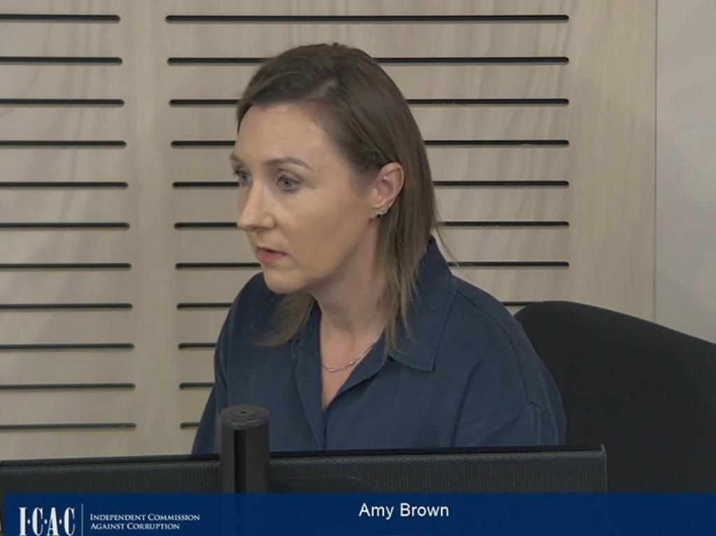 Former public servant and PwC consultant Amy Brown appearing at the Independent Commission Against Corruption's inquiry into School Infrastructure NSW (Operation Landan) on Monday. Picture: ICAC