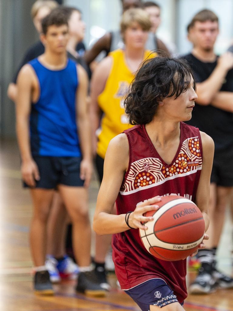 Oliver Trinh during a basketball drill at Pop Dickerson's Supercamp Australia, Monday, January 9, 2023.