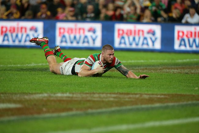 <p>NRL Rd 16 Brisbane Broncos v South Sydney Rabbitohs:  Chris McQueen scores for teh Rabbitohs. Picture: Adam Head</p>