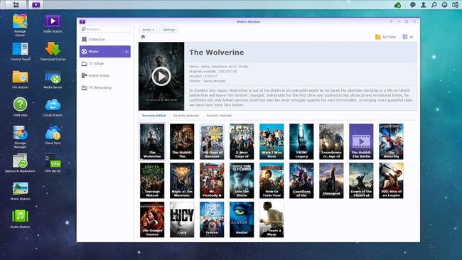 Screen shot of “Video Station” which organises a movie collection on the NAS.