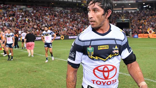 Johnathan Thurston reacts to the Cowboys’ loss to the Broncos.