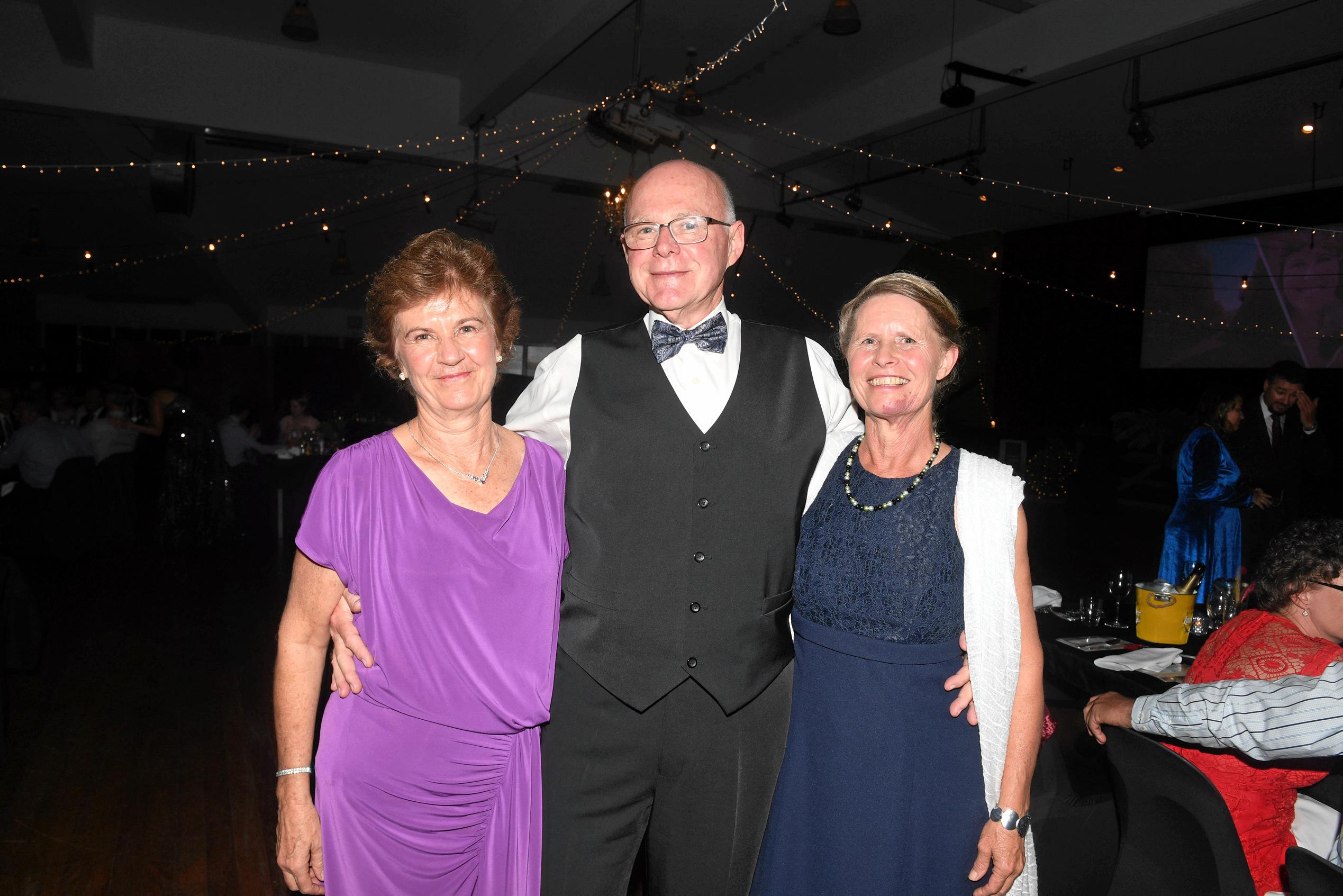 Gympie Show Ball - Trish Tweed, Peter Tweed, Anette Bambling. Picture: Troy Jegers