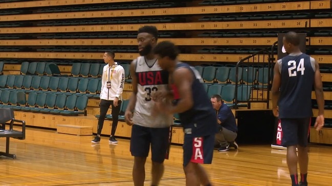 Donovan Mitchell talks to the media as Team USA land in Aus to take on the Boomers