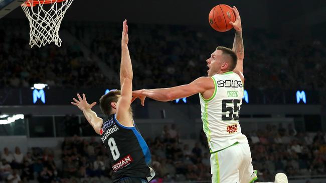 Mitch Creek and that mid-air poster dunk which has the whole basketball fraternity talking. Picture: Getty Images