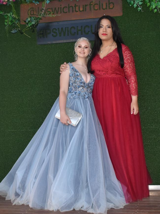 Brianna Olsson and Nerissa James at the 2021 Bundamba State Secondary College year 12 formal, Ipswich Turf Club 17th of November 2021. Picture: Jessica Baker