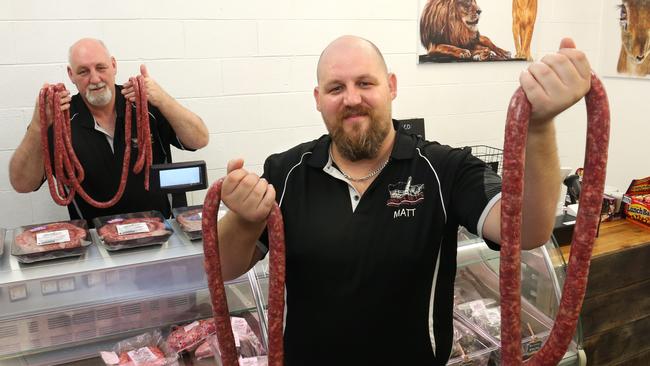 The pair sell traditional South African sausages, Boerewors, in 1kg coils. Picture: Robert Pozo