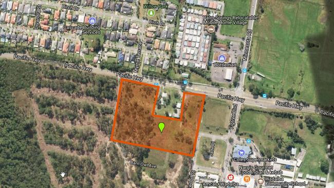 Google map showing location of a proposed subdivision at Wadalba.