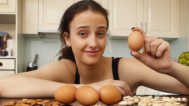 Saskia Day, 18, is allergic to eggs, nuts and sesame. Picture: David Caird