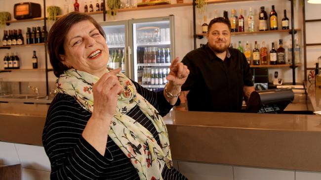 Aleka Yianoulaskis with her son George in the refurbished bar. Picture: Tracey Nearmy