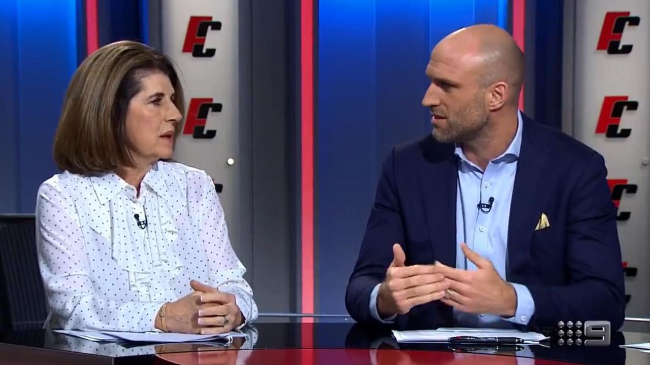 Chris Judd and Caroline Wilson had a robust debate over Carlton president Mark LoGiudice.