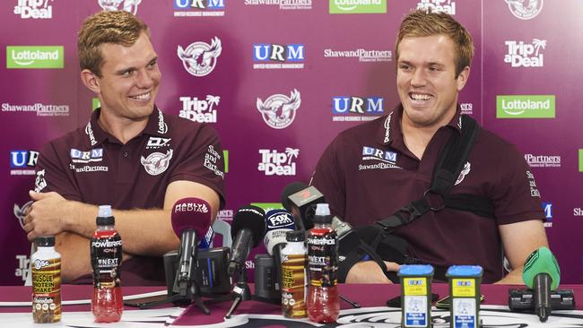 Tom and Jake Trbojevic announce their re-signings last week. Picture: Getty Images