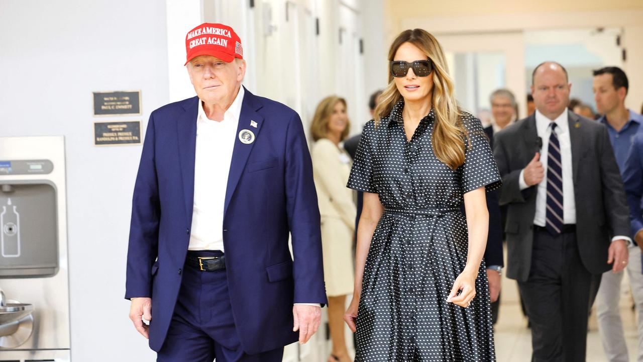 Donald Trump and his wife Melania Trump after casting their votes at a polling place on election day in Palm Beach, Florida. Trump will hold an Election Night event at the Palm Beach Convention Center. Picture: Chip Somodevilla/Getty Images/AFP