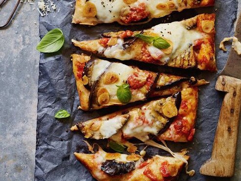 Eggplant parmigiana pizza.