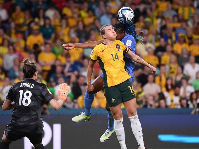 Alanna Kennedy had a mixed night at the back. Picture: AFP