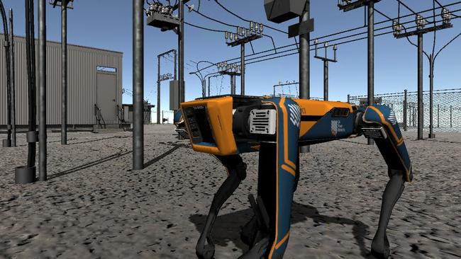 A simulated image of "Spot" the robotic dog at an SA Power Networks site. The robot is now being programmed for trials.