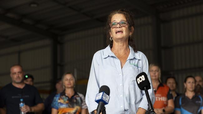 Donna Roos spoke about government inaction at another crime meeting held at her business, NT Handrails, on October 18. Picture: Floss Adams.