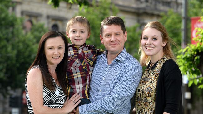 Stephen Yarwood with his wife Emily and children Megan and Oliver after he was re-elected as Lord Mayor in 2014. Picture: Noelle Bobrige