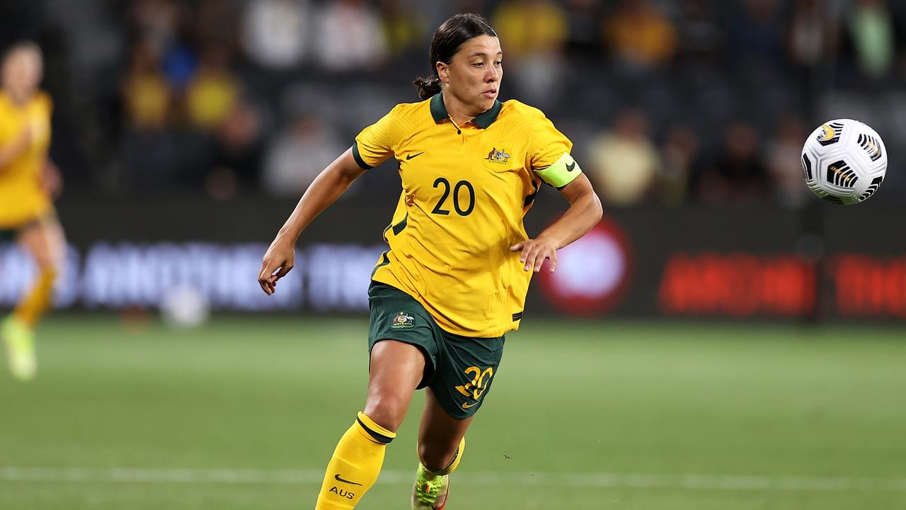 Sam Kerr is one international goal away from the half century. (Photo by Mark Kolbe/Getty Images)