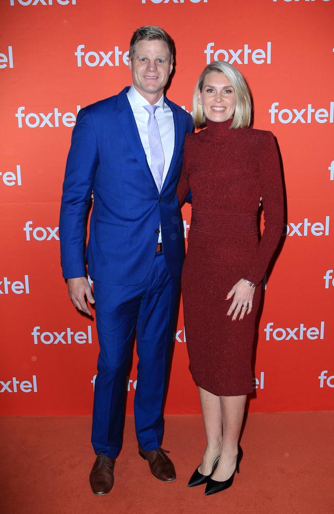 Nick Riewoldt and Sarah Jones at the Foxtel Experience held at Fox Studios in Moore Park. Picture: Christian Gilles