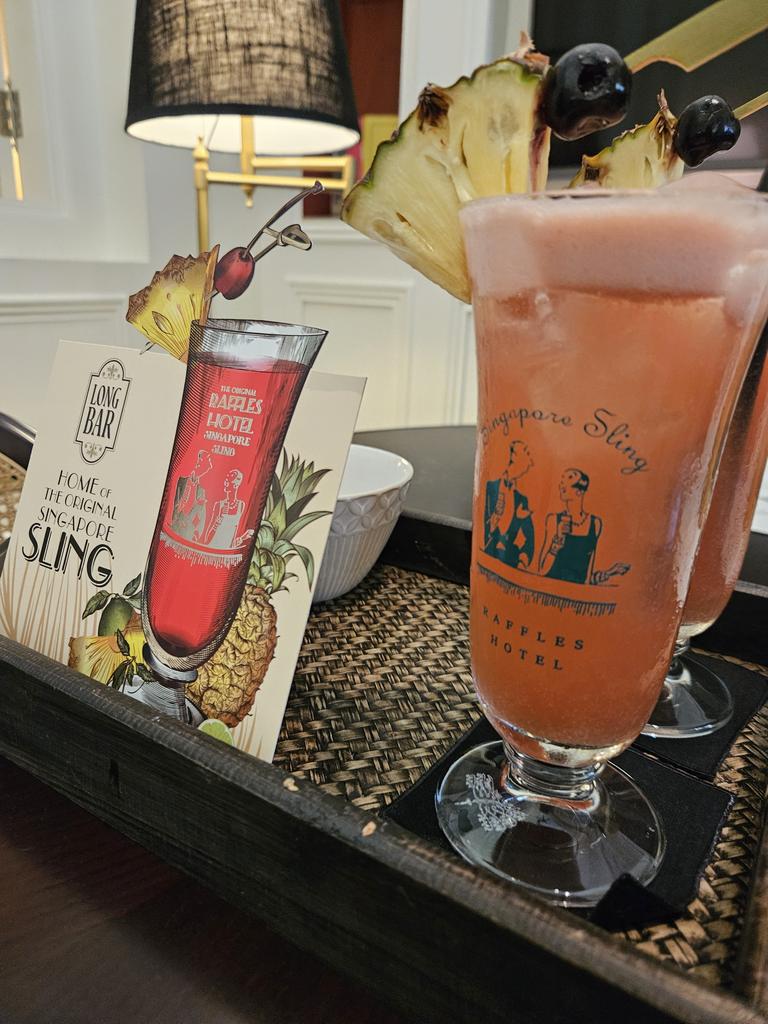 A Singapore Sling is a must-do at Raffles, with the cocktail created there in 1915.