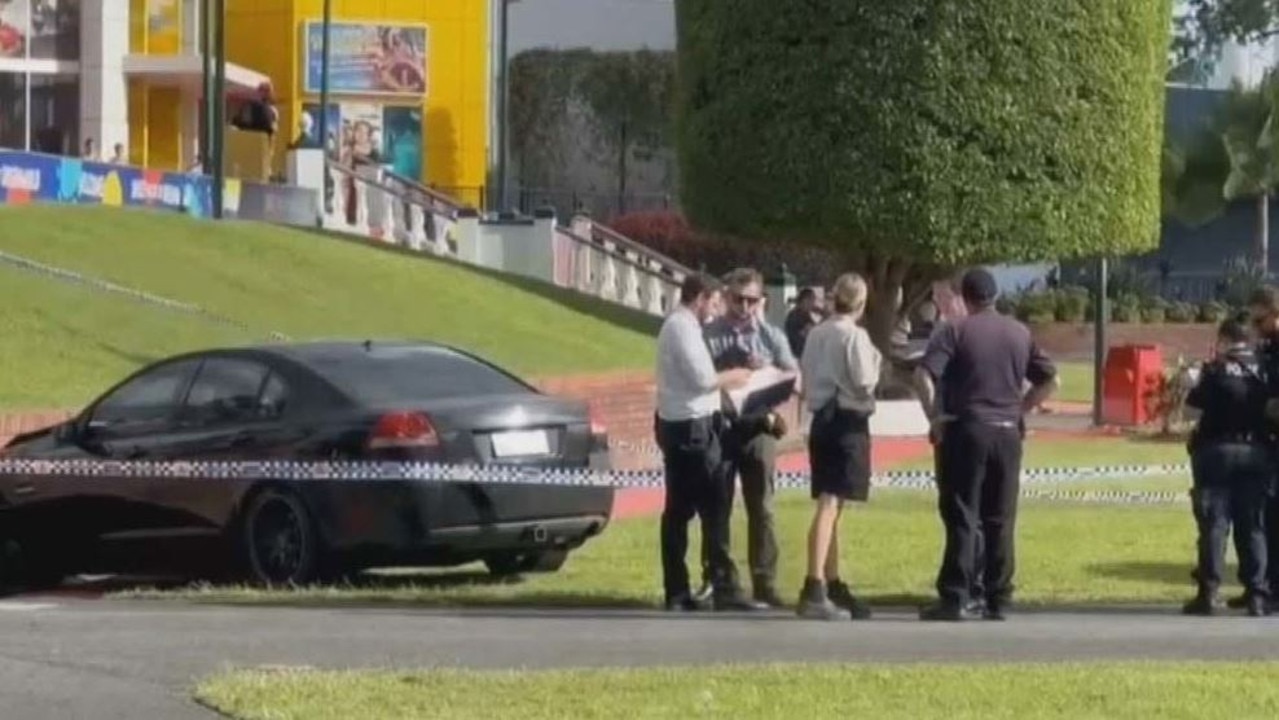 Police at the scene of an allegedly violent melee outside Dreamworld on the afternoon of January 13. Picture: Nine News