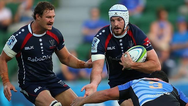 PERTH, AUSTRALIA - MARCH 08: Hugh Pyle of the Rebels looks to avoid being tackled b Kiera