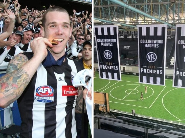 Collingwood have renovated their netball training court into a footy field.