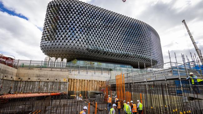 Australian Bragg Centre’s concrete bunker being constructed. Picture James Elsby