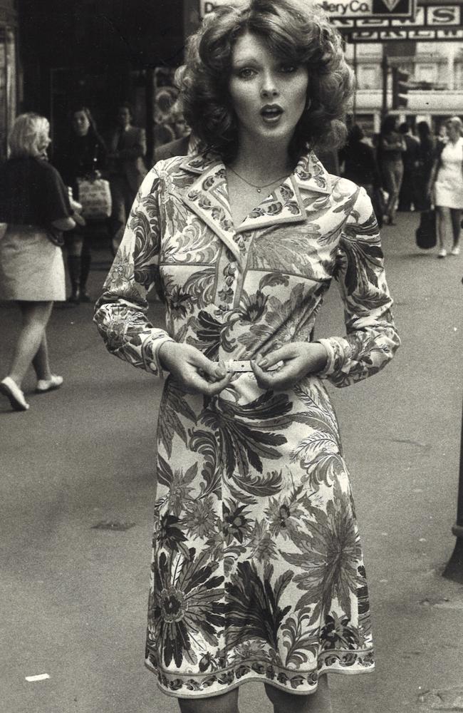 The new Qantas air hostess uniform in 1974.