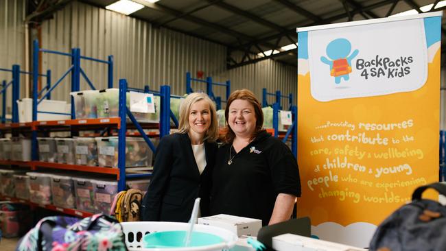 Backpacks 4 SA Kids founder and general manager Rachael Zaltron with BankSA Foundation advisory committee member Megan Grey. Rachael Zaltron was crowned 2024’s Local Hero for South Australia. Picture: Supplied