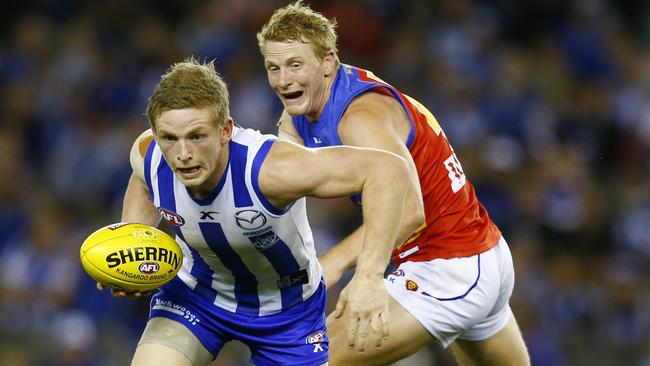 Jack Ziebel slips a Mitch Golby tackle. Picture: Michael Klein