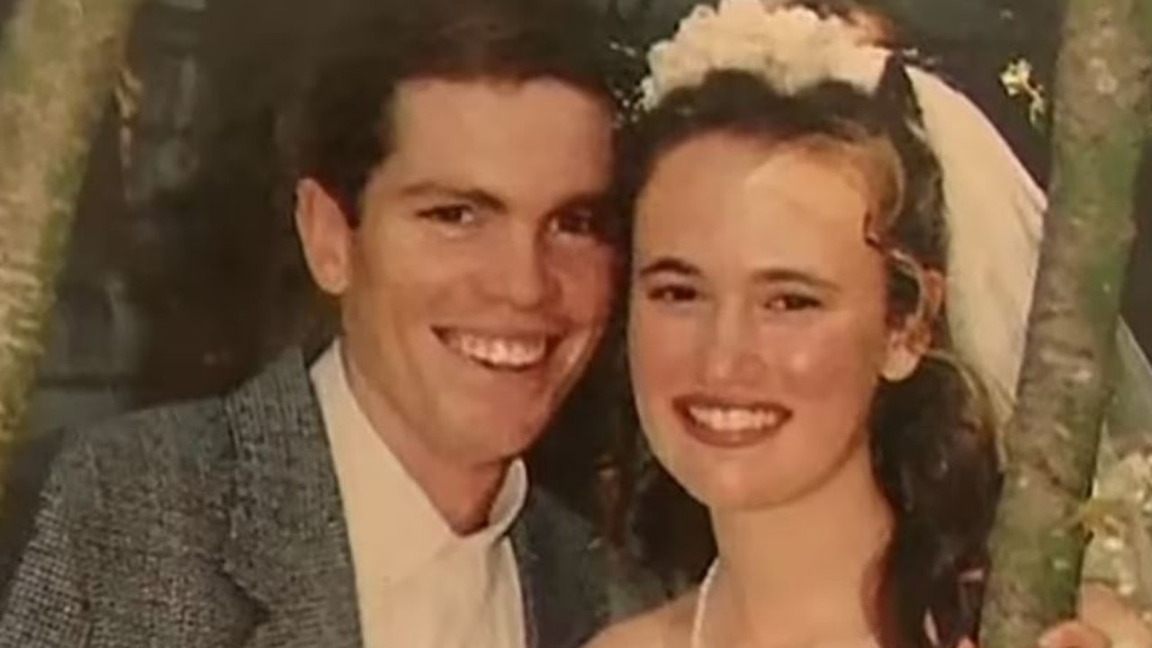 Nathaniel Train and Stacey Train on their wedding day in 1995. Picture: Channel 9