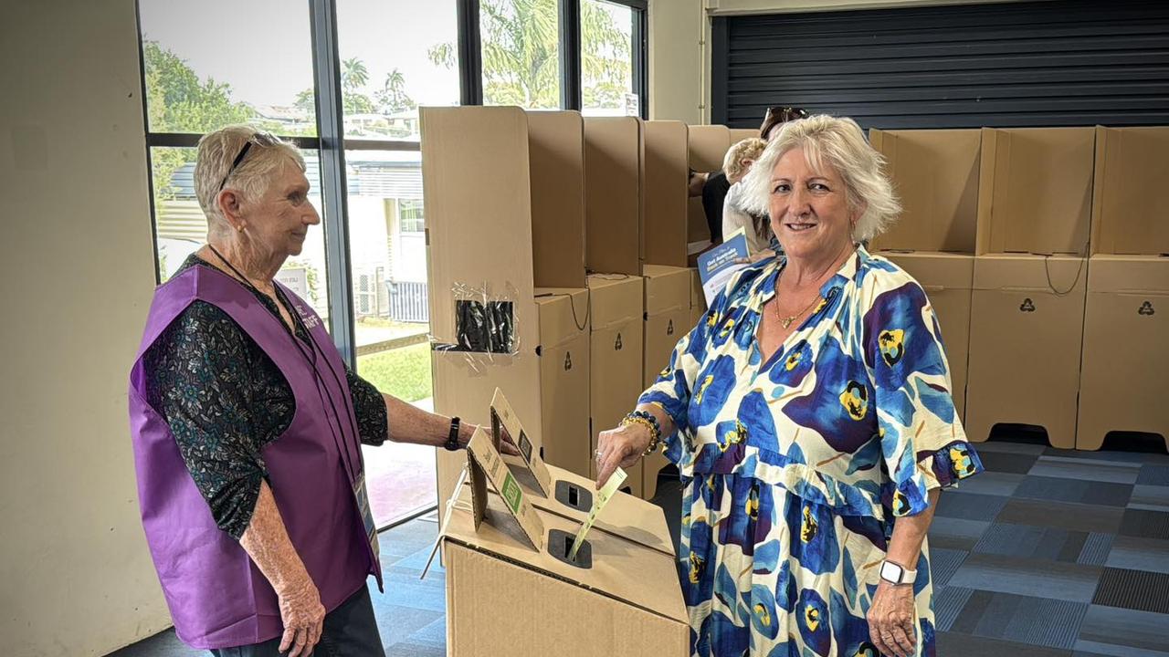LNP Capricornia MP Michelle Landry votes during the 2025 federal election at Frenchville State School on May 3, 2025.