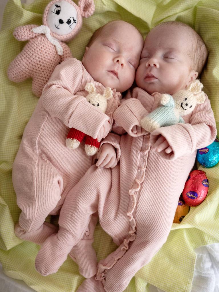 Baby Tilly and Gemma are thriving after a scary start and emergency C-section. Picture: Emma Brasier