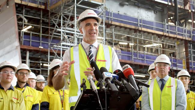 Premier Peter Malinauskas at Osborne Naval Shipyard in February. Picture: Dean Martin