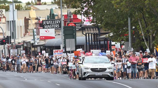 Protest march from Thebarton Theatre to Adelaide High. Picture: Dean Martin/AAP