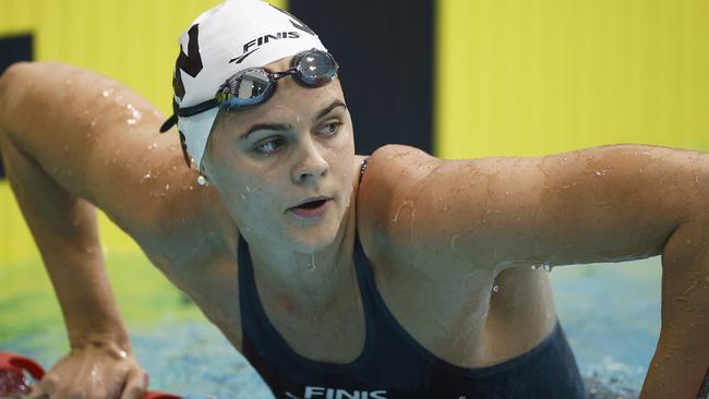 MELBOURNE, AUSTRALIA - JUNE 15: Shayna Jack of Australia looks on after winning the Women's 200m Freestyle B Final during day three of the Australian 2023 World Swimming Championship Trials at Melbourne Sports and Aquatic Centre on June 15, 2023 in Melbourne, Australia. (Photo by Daniel Pockett/Getty Images)