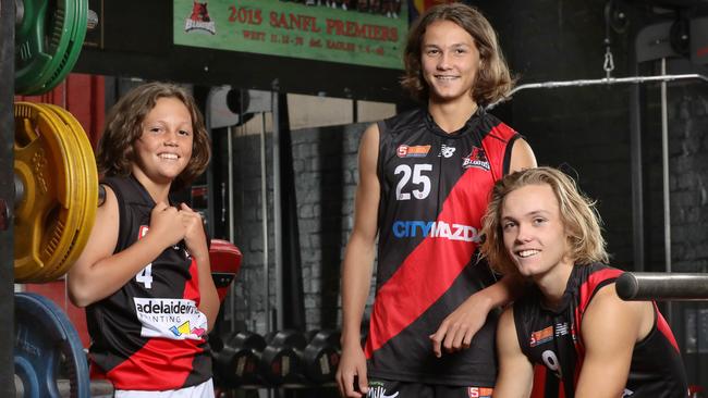 Tanner Ryan (left) will be in action for the Bloods when The Advertiser live streams the SANFL Development Leagues for the first time on Friday night. Picture Dean Martin