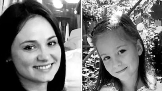 Vitalina (left), wife of Ukrainian rugby league international Volodymyr Mashkin and their daughter, Kira (right), who died during a deadly attack on Kharkiv in Ukraine. Credit: Supplied.