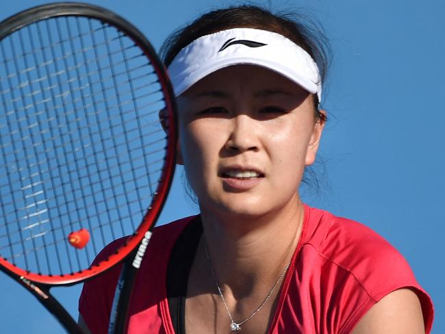 (FILES) In this file photo taken on January 16, 2016 China's Peng Shuai attends a practice session ahead of the Australian Open tennis tournament in Melbourne. - The head of the Women's Tennis Association "remains deeply concerned" about Chinese star Peng Shuai, following her accusations of sexual assault against a powerful politician, a spokeswoman told AFP on November 28, 2021. (Photo by Saeed KHAN / AFP) / -- IMAGE RESTRICTED TO EDITORIAL USE - STRICTLY NO COMMERCIAL USE --