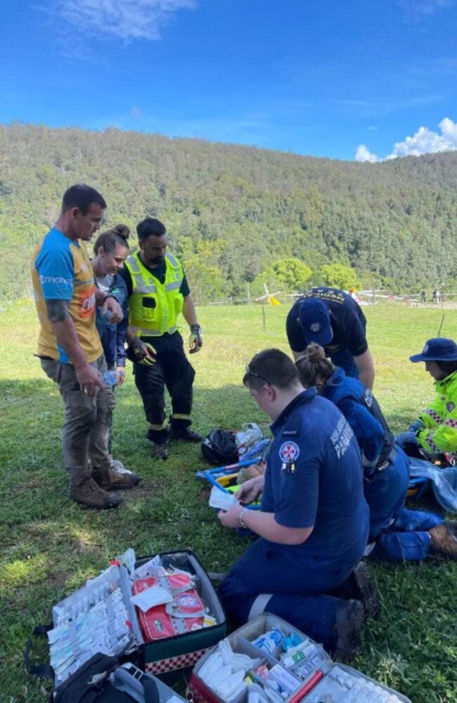 William Dilworth being treated after he was found.