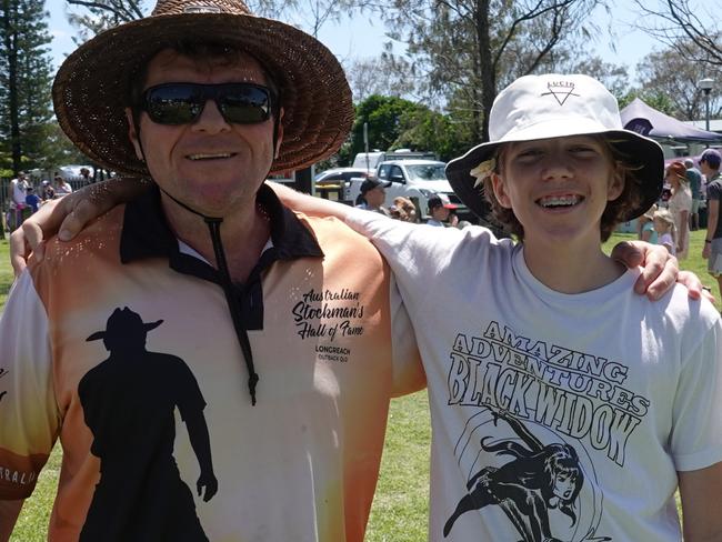 Joe Kennett and his nephew Jimi Francis. Bush 2 Beach Festival in Corindi Beach on Sunday 11 December. Picture: Chris Knight